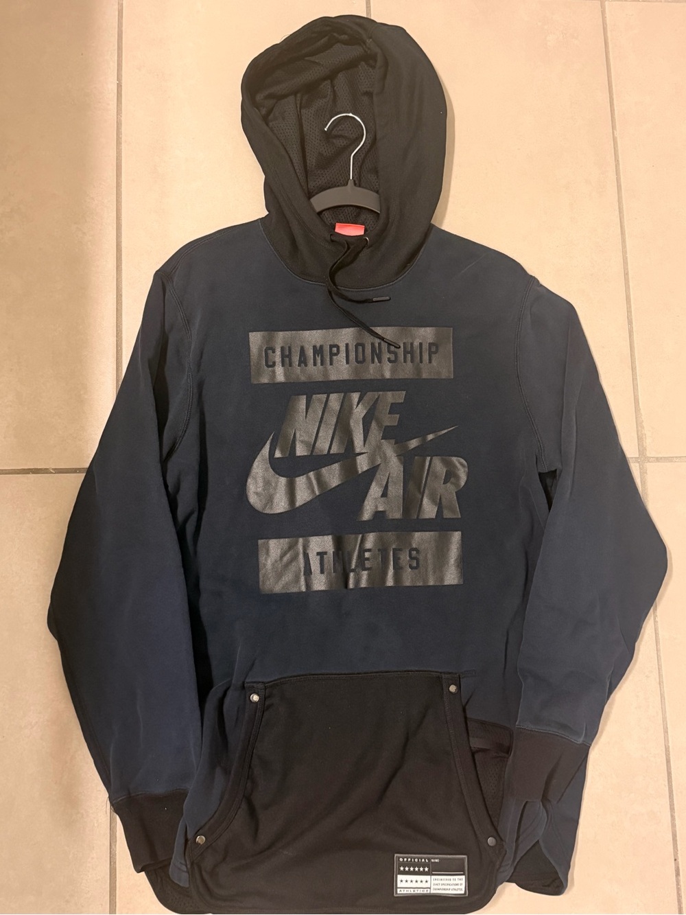 Nike Air Black Drawstring Championship Athletics Men's Sweatshirt Hoodie Size L